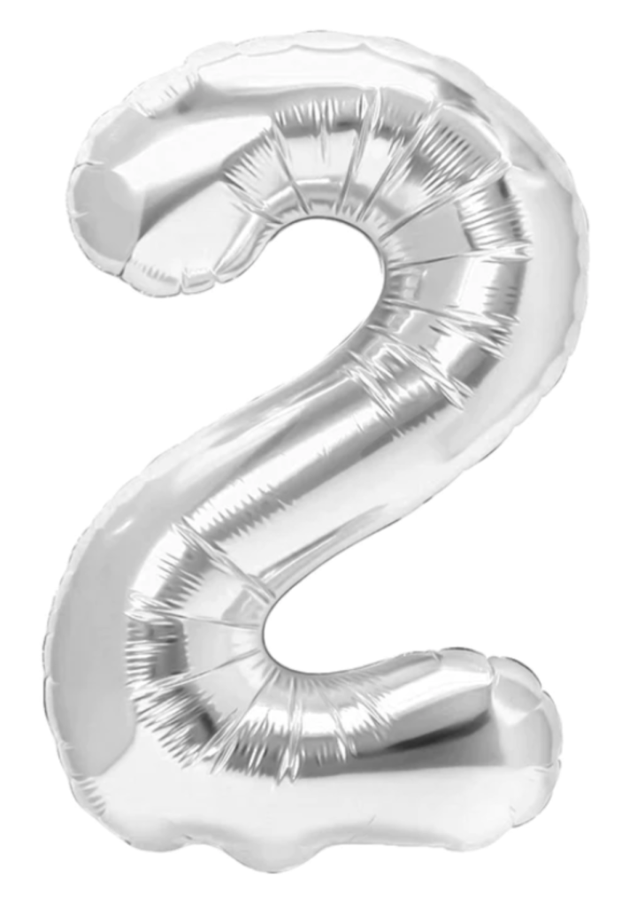 Balon cyfra "2" srebrna 100cm